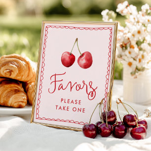 Whimsical Cherry Baby Shower Favours Sign