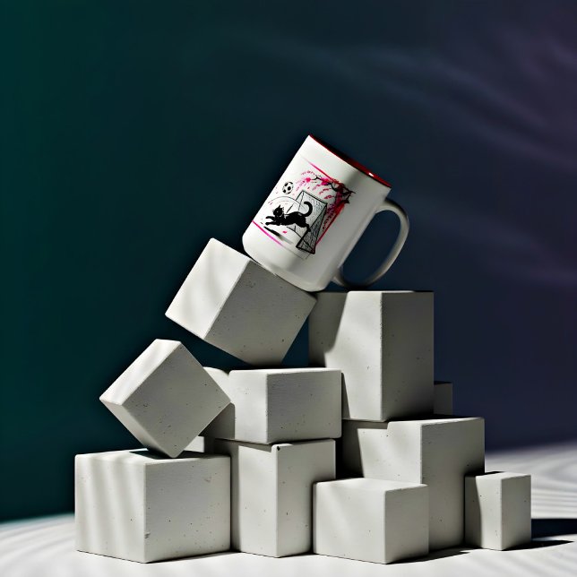 Whimsical Cherry Blossom Cat – Perfect for Sprorts Two-Tone Coffee Mug (Creator Uploaded)