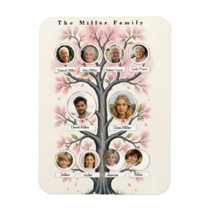 Whimsical Cherry Blossom Personalised Family Tree Magnet