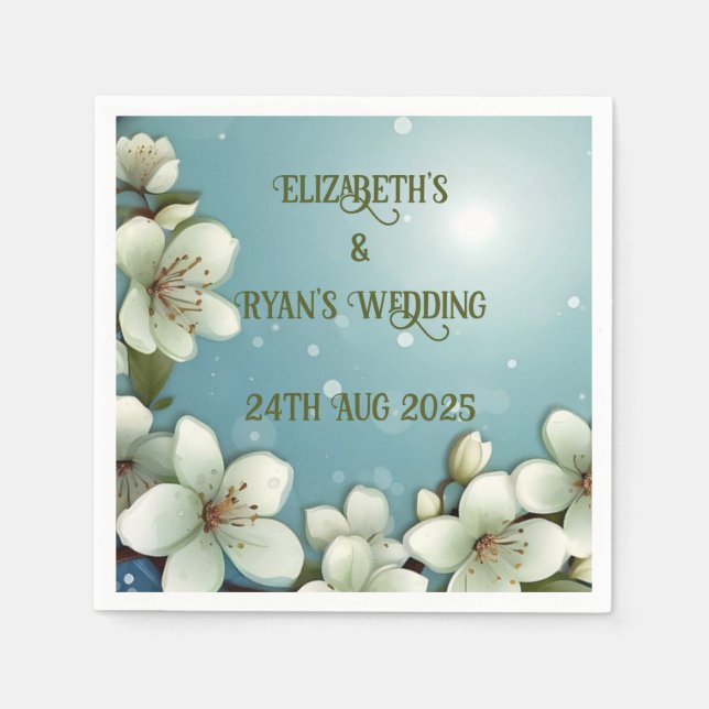 Whimsical Cherry blossom with Sparkles Napkin (Front)