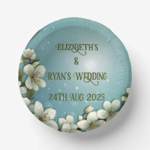Whimsical Cherry blossom with Sparkles Paper Plate