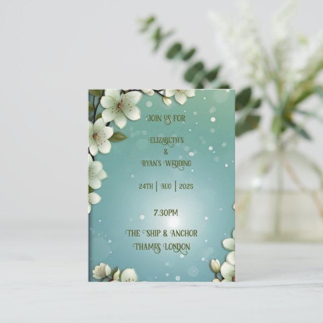 Whimsical Cherry blossom with Sparkles Postcard (Standing Front)