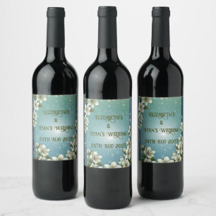 Whimsical Cherry blossom with Sparkles Wine Label