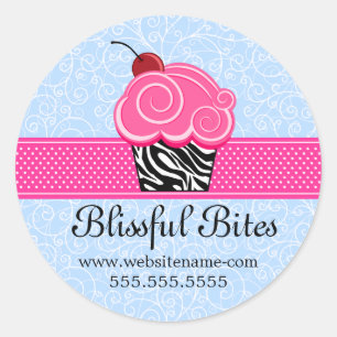 Whimsical Cherry Cupcake Bakery Box Seals