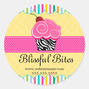 Whimsical Cherry Cupcake Bakery Box Seals