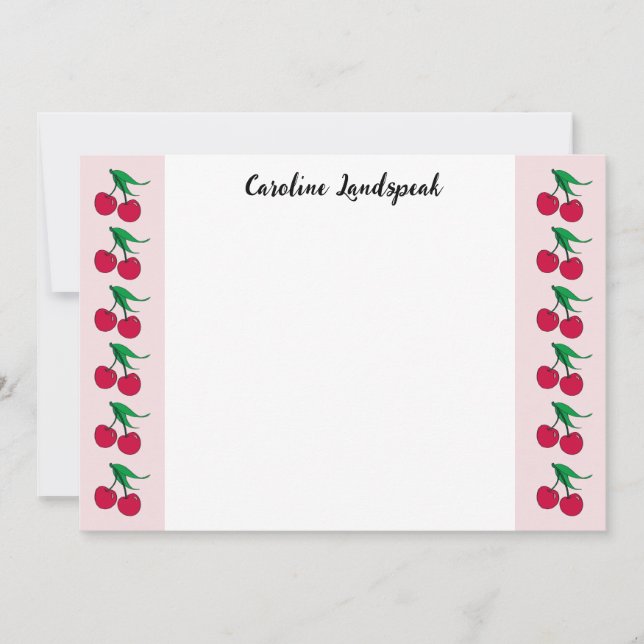 Whimsical Cherry Fruit Border Custom Name Card (Front)
