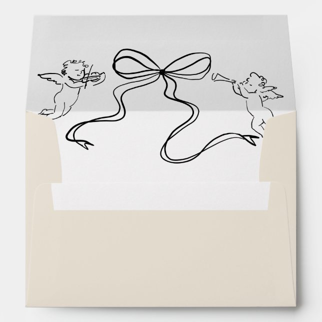 Whimsical Cherub Wedding Envelope (Back (Bottom))