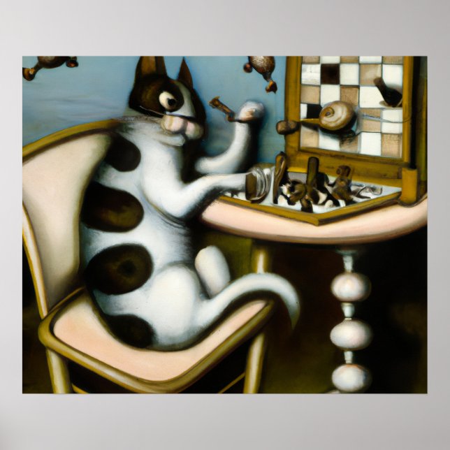 WHIMSICAL CHESS LOVER DECOR | THE CAT CHESS PLAYER (Front)