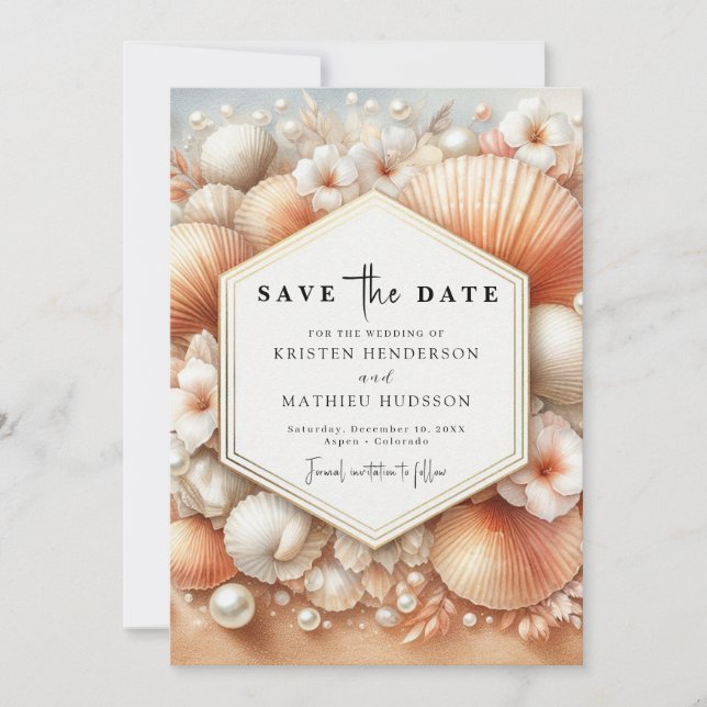 Whimsical Chic Beach Wedding Save The Date (Front)