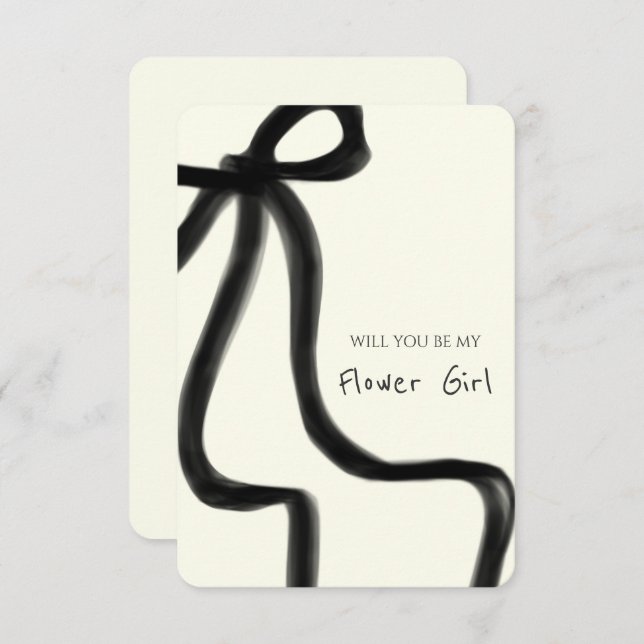 Whimsical Chic Black Bow Flower Girl Proposal Card (Front/Back)