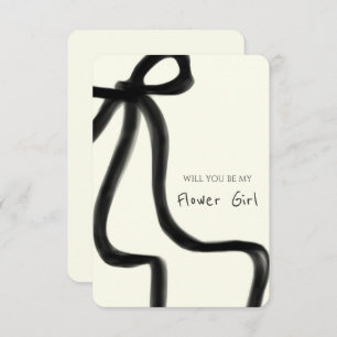 Whimsical Chic Black Bow Flower Girl Proposal Card