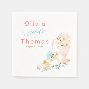 Whimsical Chic Elegant Hand Drawn Wedding Napkin