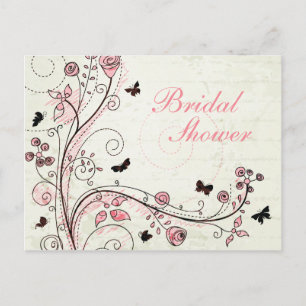 Whimsical chic floral swirls bridal shower invite