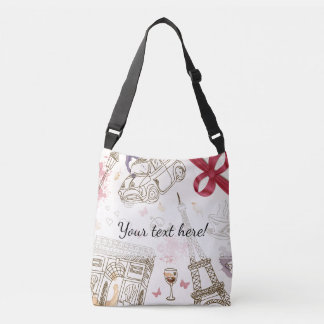 Whimsical Chic Girly Pink Paris Crossbody Bag