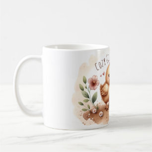 Whimsical Chick Duo Cottagecore Watercolor Coffee Mug