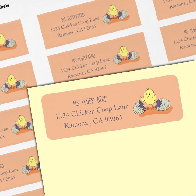 Whimsical Chick Out of Shell Return Address Labels (Creator Uploaded)