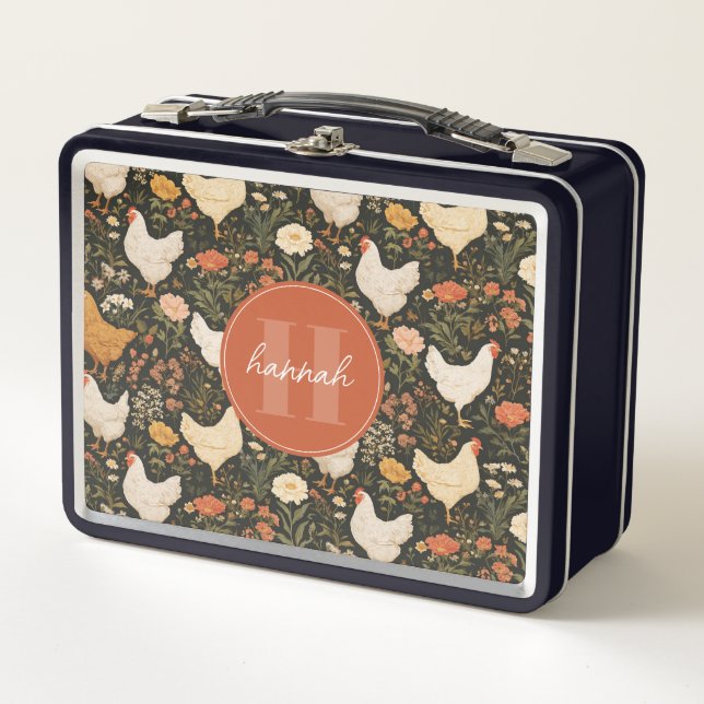 Whimsical Chicken Metal Lunchbox (Front)