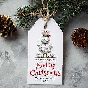 Whimsical Chickens Christmas Gift Tag Custom