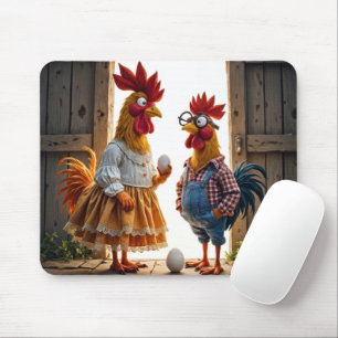 Whimsical Chickens With Eggs Mouse Mat