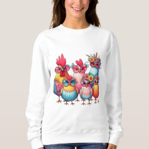 Whimsical Chickens with were Glass – Women t-shirt Sweatshirt