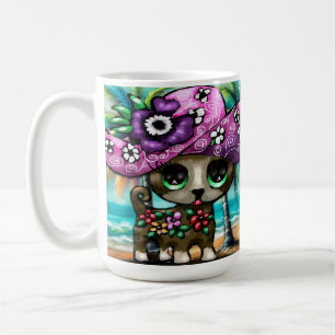 Whimsical Chihuahua Dog on Vacation Palm Trees Coffee Mug