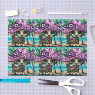 Whimsical Chihuahua Dog Palm Trees Decoupage Tissue Paper