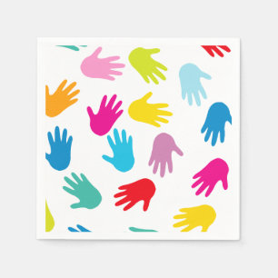 Whimsical Child Hand Prints Pattern Napkin