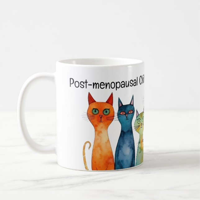 Whimsical Childless Cat Lady Kamala Teal Orange Coffee Mug (Left)