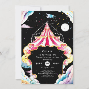 Whimsical Children Circus Birthday Invitation