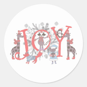 Whimsical Children's Christmas Celebration Party Classic Round Sticker