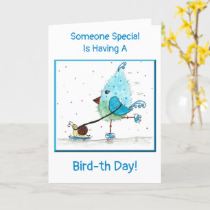 Whimsical Child's Blue Birthday Card