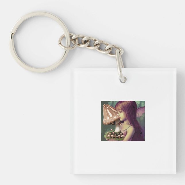whimsical childs fairytale mushroom  key ring (Front)
