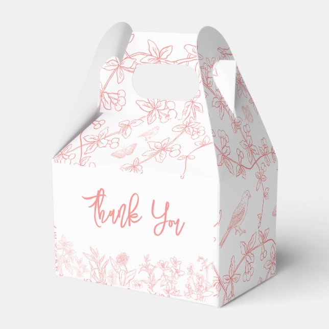 Whimsical Chinoiserie Peach Pink Baby Shower  Favour Box (Back Side)