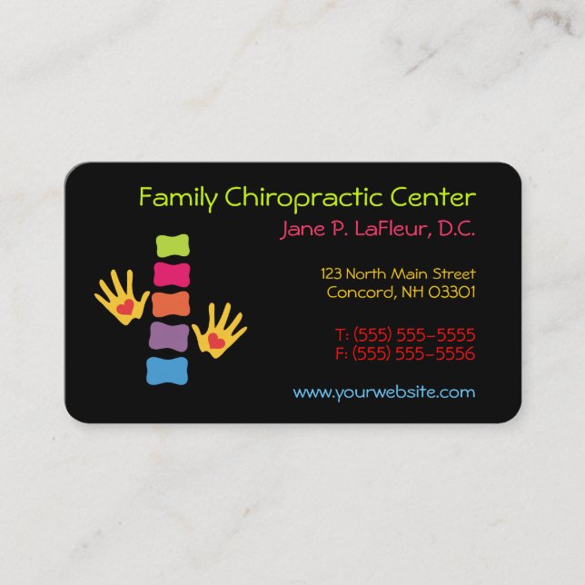 Whimsical Chiropractic Business Cards (Front)