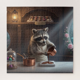 Whimsical Chocolate Shop Diorama with Racoon Jigsaw Puzzle