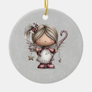 Whimsical Christmas Angel Ceramic Tree Decoration