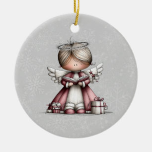 Whimsical Christmas Angel Ceramic Tree Decoration