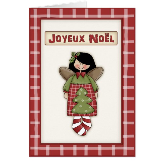 Whimsical Christmas Angel in French Language Card