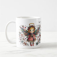 Whimsical Christmas Angel with Multi-colour Wings