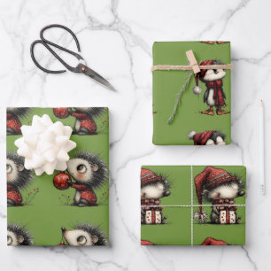 whimsical Christmas animals Wrapping Paper Sheet
