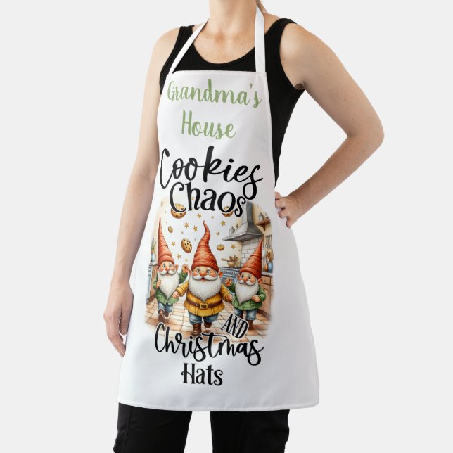 Whimsical Christmas Baking Gnomes Apron (Insitu)