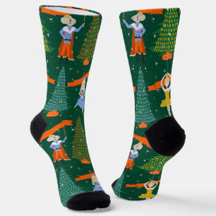 Whimsical Christmas Ballet Nutcracker Green Socks