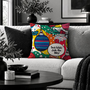 Whimsical Christmas Baubles Decorative Pillow Art
