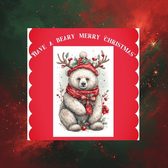 Whimsical Christmas Bear Quote Playful Quirky Cute (Whimsical Christmas Bear Quote Playful Quirky Cute Sticker)