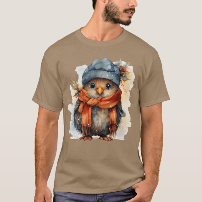 Whimsical Christmas Bird funny T-Shirt (Front)