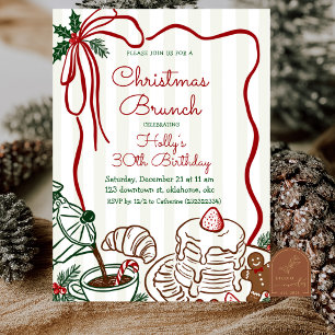 Whimsical Christmas Birthday Brunch Invitation
