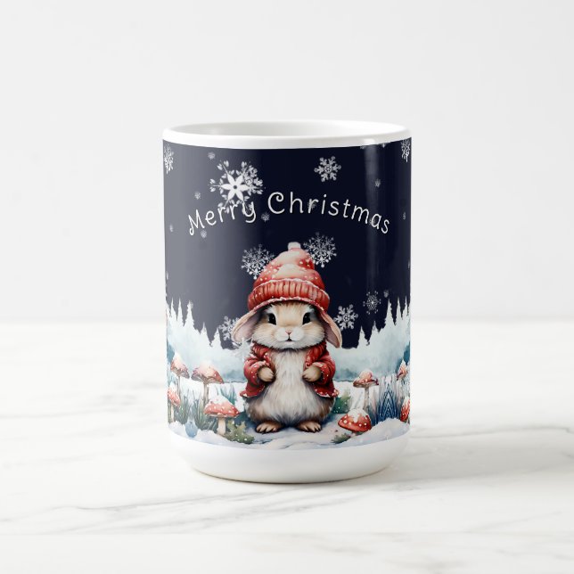 Whimsical Christmas Bunny Coffee Mug (Center)