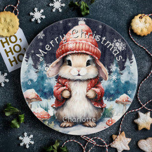 Whimsical Christmas Bunny Personalised Cutting Board