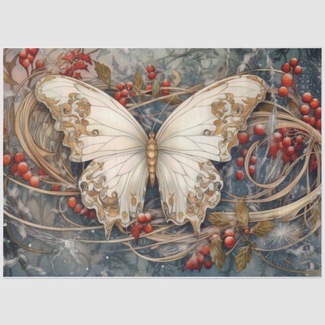 Whimsical Christmas Butterfly Tissue Paper (Front)