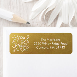 Whimsical Christmas Calligraphy Modern Swirl Gold